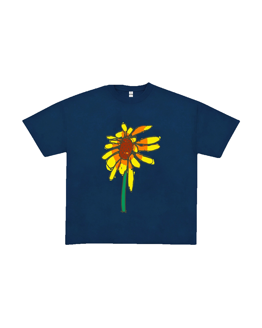Zonnebloemprint op navy