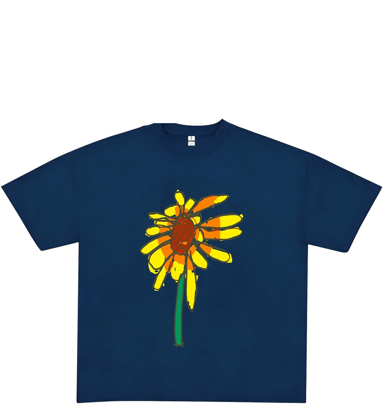 Zonnebloemprint op navy